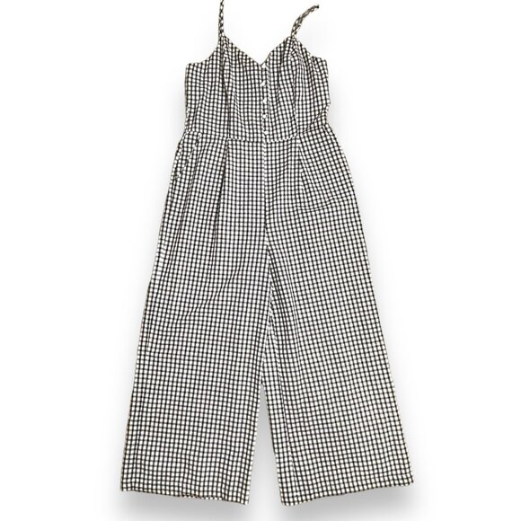 Gingham Wide Leg Jumpsuit Size Medium‎ Cottage Country Picnic Sleeveless - Picture 1 of 8